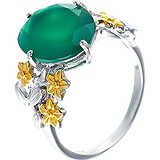 Женское серебряное кольцо с агатом в позолоте, 1625646