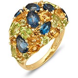 Женское золотое кольцо с топазами, хризолитами и цитринами, 1638702