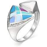 Женское серебряное кольцо с куб. циркониями и эмалью, 1646382