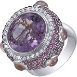 Женское золотое кольцо с бриллиантами, аметистами и сапфирами, 1654830