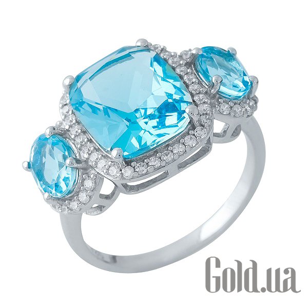 

Женские кольца Fresh Jewelry, Женское серебряное кольцо с синт. аквамаринами и куб. циркониями, 19