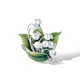Срібна брошка з куб. цирконіями, емаллю та кришталевими перлинами Swarovski, 1792302