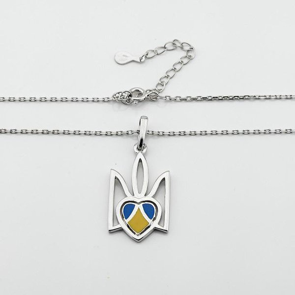 Серебряный кулон с цепочкой с эмалью DIA3400877 – изображение 2