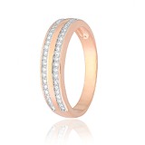 Серебряное обручальное кольцо с куб. циркониями в позолоте, 283182