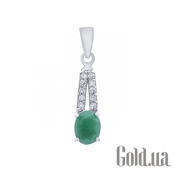 

Женские кулоны Lurie Jewelry, Серебряный кулон с изумрудом и куб. циркониями