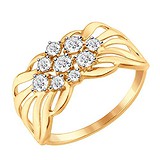 SOKOLOV Женское золотое кольцо с куб. циркониями, 1541423