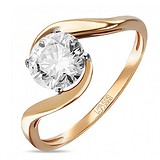 Золотое кольцо с кристаллом Swarovski, 1546543