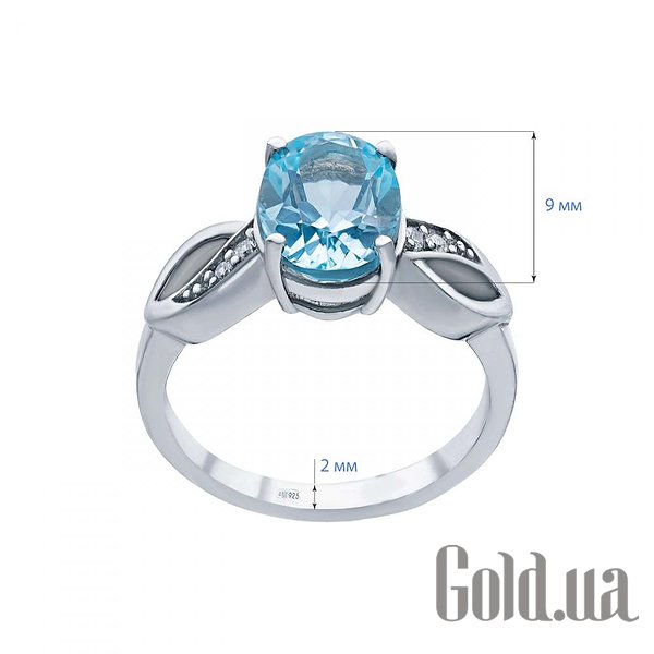 Каблучка Lurie Jewelry Жіноча срібна каблучка з топазом і куб. цирконіями, 17