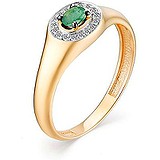 Женское золотое кольцо с бриллиантами и изумрудом, 1622831