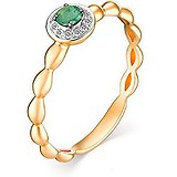 Женское золотое кольцо с бриллиантами и изумрудом, 1623087