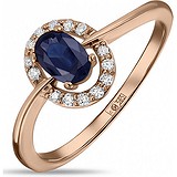 Женское золотое кольцо с бриллиантами и сапфиром, 1624623