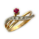 Женское золотое кольцо с рубином и бриллиантами, 1625647