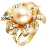 Женское золотое кольцо с бриллиантами и жемчугом, 1640751