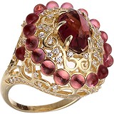 Женское серебряное кольцо с куб. циркониями в позолоте, 1669423