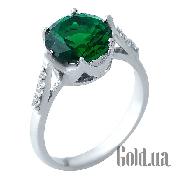 

Женские кольца Fresh Jewelry, Женское серебряное кольцо с синт. изумрудом и куб. циркониями, 18