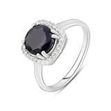 Женское серебряное кольцо с куб. циркониями и сапфиром, 1771055