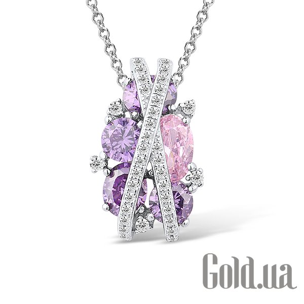 

Женские кулоны Lurie Jewelry, Серебряный кулон с синт. аметистами и куб. циркониями