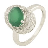 Женское серебряное кольцо с агатом и куб. циркониями, 1310768