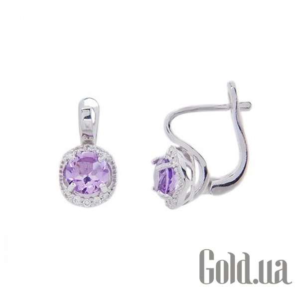 

Серьги Lurie Jewelry, Серебряные серьги с аметистами и куб. циркониями