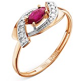 Женское золотое кольцо с рубином и бриллиантами, 1554224