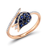 Женское золотое кольцо с бриллиантами и сапфирами, 1619504