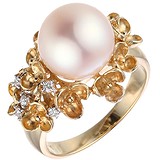 Женское золотое кольцо с бриллиантами и жемчугом, 1640752