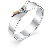 Женское серебряное кольцо с бриллиантами в позолоте, 1673520