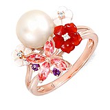 Женское золотое кольцо с бриллиантами и драгоценными камнями, 170800