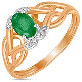 Женское золотое кольцо с бриллиантами и изумрудом, 1713712