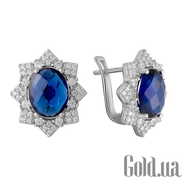 

Серьги Fresh Jewelry, Серебряные серьги с синт. сапфирами и куб. циркониями