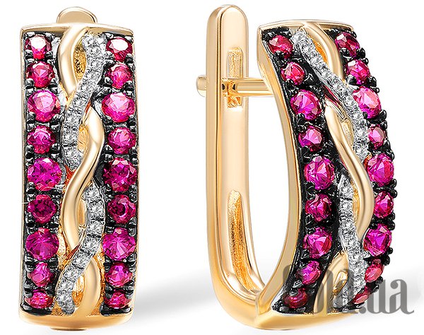 

Серьги Lurie Jewelry, Серебряные серьги с куб. циркониями и сапфирами в позолоте
