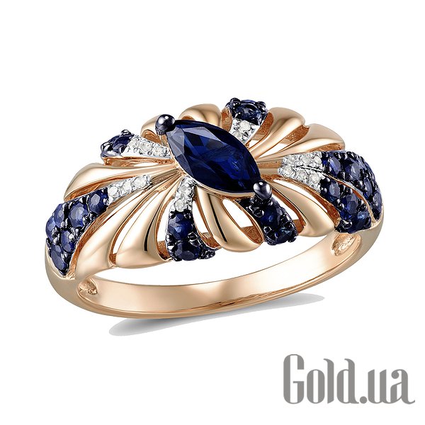 

Кольцо Lurie Jewelry, Золотое кольцо с бриллиантами и сапфирами, 19