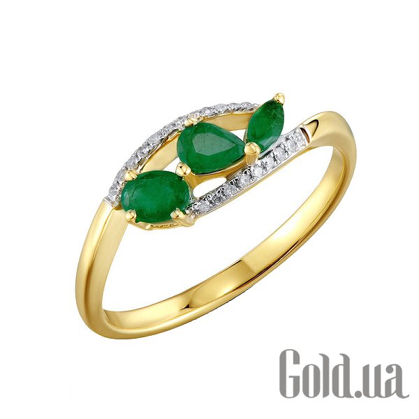

Кольцо Lurie Jewelry, Золотое кольцо с бриллиантами и изумрудами, 17.5