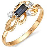 Женское золотое кольцо с бриллиантами и сапфиром, 1612337