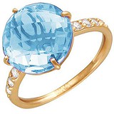 Женское золотое кольцо с куб. циркониями и топазом, 1623857