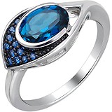 Женское серебряное кольцо с топазом и кристаллами Swarovski, 1638705