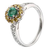Женское золотое кольцо с бриллиантами и изумрудом, 1640753
