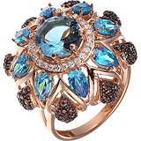 Женское серебряное кольцо с куб. циркониями в позолоте, 1669425