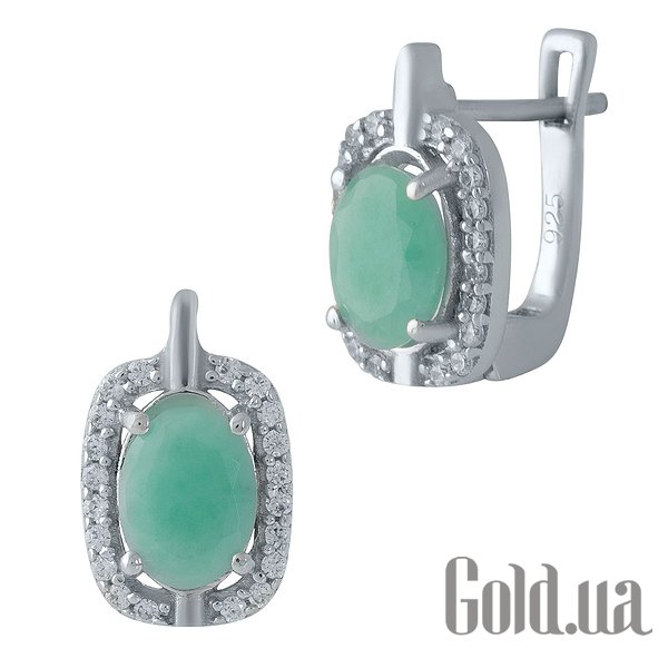

Серьги Fresh Jewelry, Серебряные серьги с изумрудами и куб. циркониями
