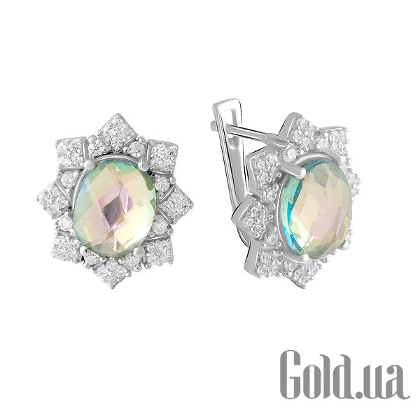 

Серьги Fresh Jewelry, Серебряные серьги с куб. циркониями и синт. топазами