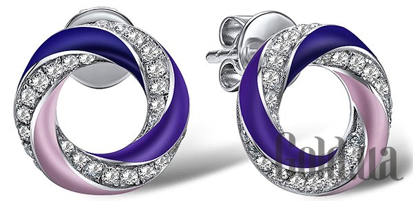 

Серьги-гвоздики Lurie Jewelry, Серебряные серьги с куб. циркониями и эмалью