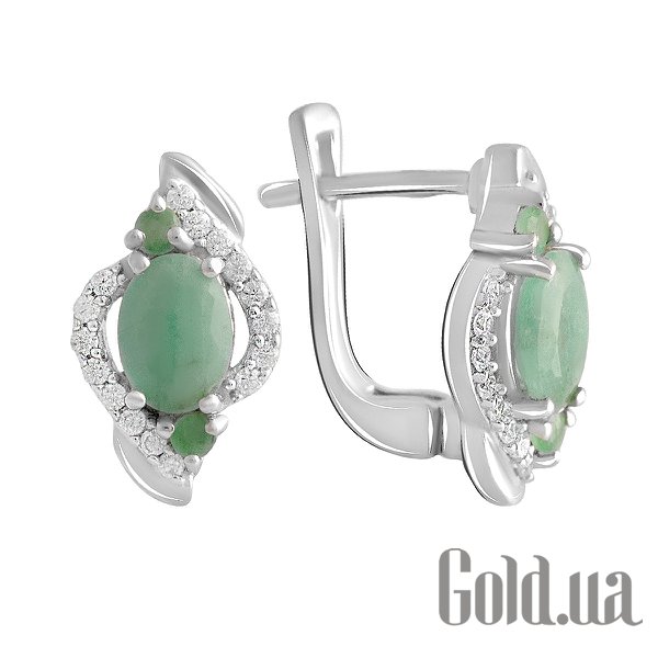 

Серьги Fresh Jewelry, Серебряные серьги с куб. циркониями и изумрудами