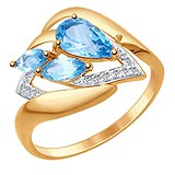 SOKOLOV Женское золотое кольцо с куб. циркониями и топазами, 1541426