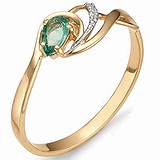 Женское золотое кольцо с бриллиантами и изумрудом, 1554482