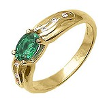 Женское золотое кольцо с изумрудом и бриллиантами, 1625650