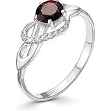 Женское серебряное кольцо с куб. циркониями и гранатом, 1645618