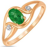 Женское золотое кольцо с бриллиантами и изумрудом, 1700914