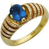 Женское золотое кольцо с бриллиантами и сапфиром, 1704242