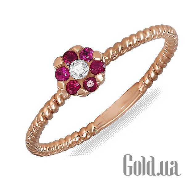 

Кольцо Lurie Jewelry, Женское золотое кольцо с бриллиантом и рубинами, 16.5
