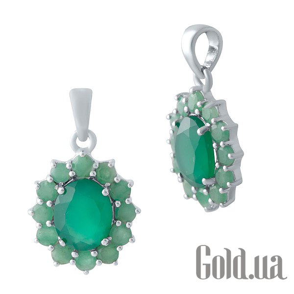 

Женские кулоны Fresh Jewelry, Серебряный кулон с изумрудами и агатом
